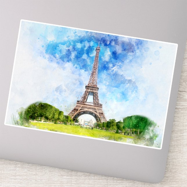 Eiffel Tower Watercolor Paris Skyline Art Print (Eiffel Tower Watercolor Paris Skyline Art Print. Sticker)