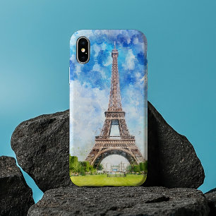 Eiffel Tower Watercolor Paris Skyline Art Print iPhone 13 Pro Max Case