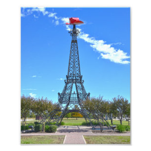 Eiffel Tower Wearing Red Cowboy Hat, Paris, Texas Photo Print