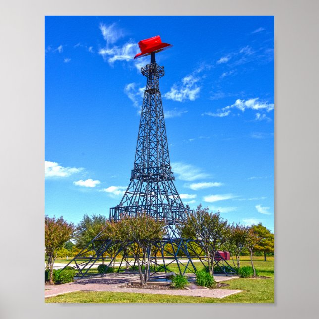 Eiffel Tower Wearing Red Cowboy Hat, Paris, Texas Poster (Front)
