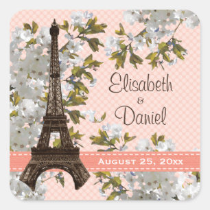 Eiffel Tower Wedding Favour Labels Stickers