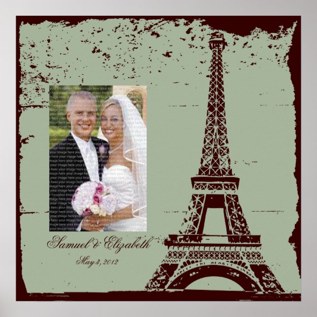Eiffel Tower Wedding Framed Photo Collage Poster (Front)