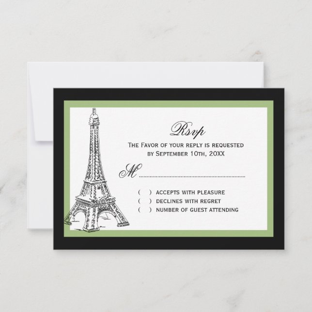 Eiffel Tower Wedding RSVP Cards (Front)