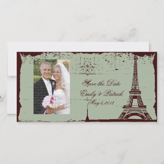 Eiffel Tower Wedding Save the Date Photo Cards (Front)