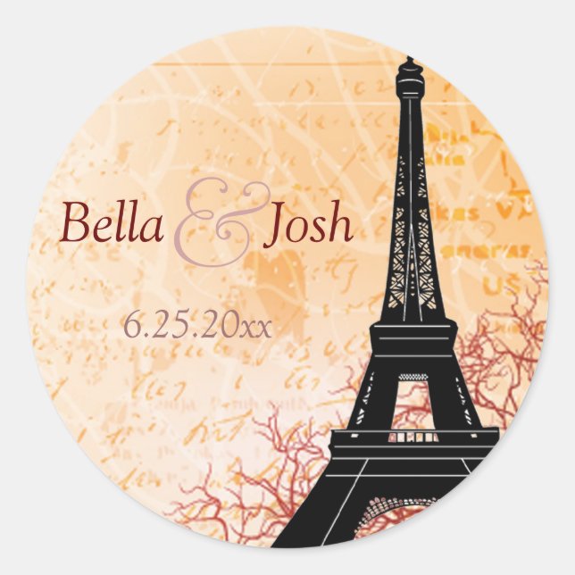 Eiffel Tower Wedding Sticker (Front)