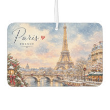 Eiffel Tower Winter Christmas River seine in snow