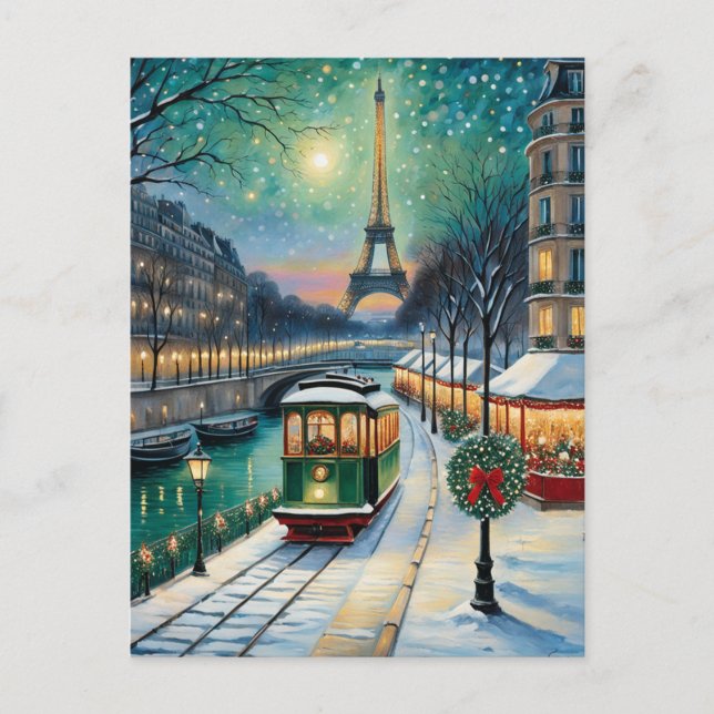 Eiffel Tower Winter Scene Postcard (Front)