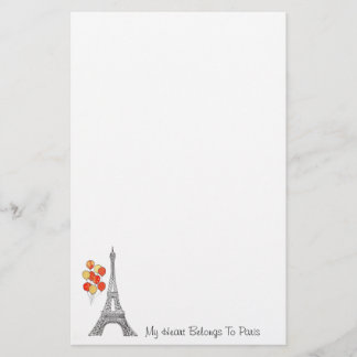 Eiffel Tower with balloons Notepaper Stationery