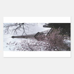 Eiffel Tower with blossom Rectangular Sticker