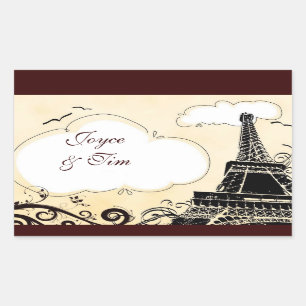 Eiffel Tower with clouds Rectangular Sticker