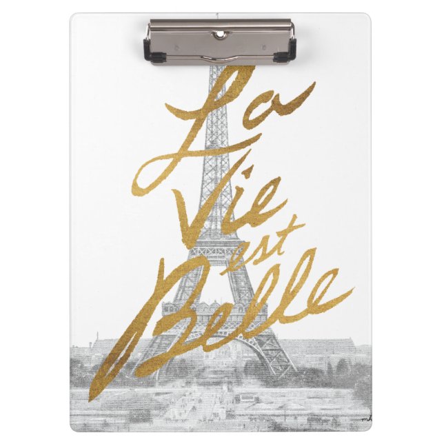 Eiffel Tower with Gold writing Clipboard (Front)