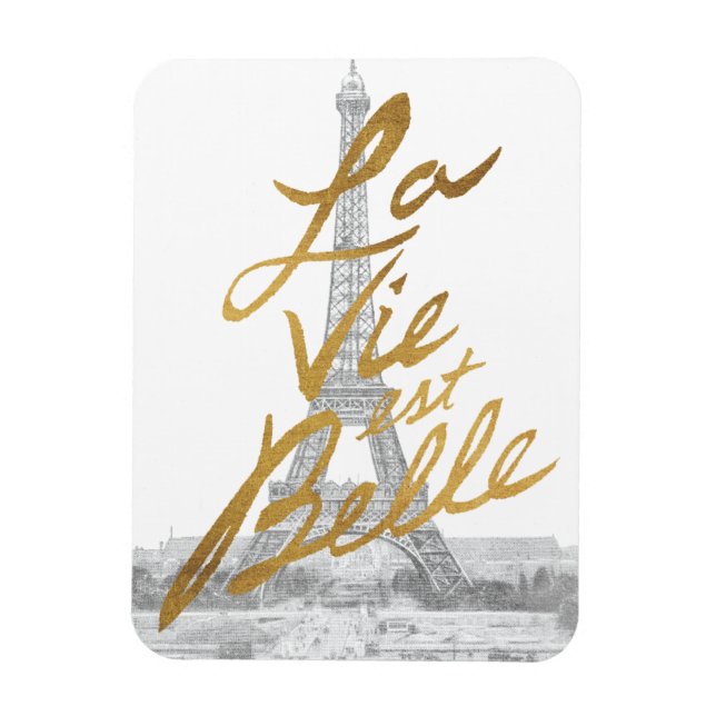 Eiffel Tower with Gold writing Magnet (Vertical)