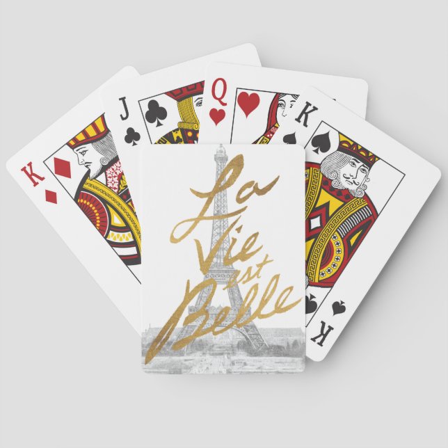 Eiffel Tower with Gold writing Playing Cards (Back)
