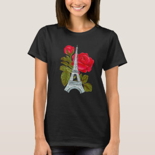 Eiffel Tower with Rose Love Paris Roses French Lov T-Shirt