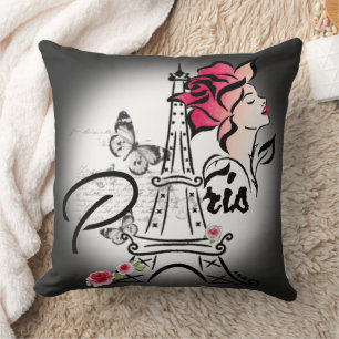 Eiffel Tower with Roses Cushion