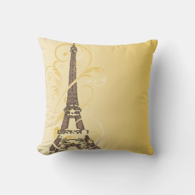 Eiffel Tower with Scrolls Cushion (Front)