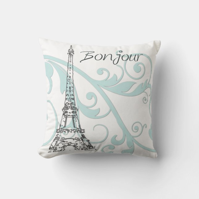 Eiffel Tower with Scrolls Cushion (Front)