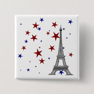 Eiffel Tower with Stars 15 Cm Square Badge