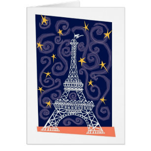 Eiffel Tower with Stars and Swirls