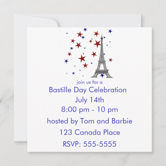 Eiffel Tower with Stars Invitation (Front)