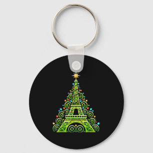 Eiffel Tower Wrapped In Christmas Tree Lights Fren Key Ring