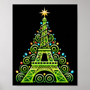 Eiffel Tower Wrapped In Christmas Tree Lights Fren Poster
