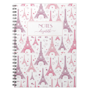 Eiffel Towers and hearts personalised Notebook