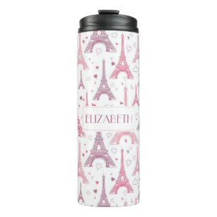 Eiffel Towers and hearts personalised Thermal Tumbler