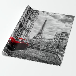 Eiffle Tower Black, White and Red. Wrapping Paper