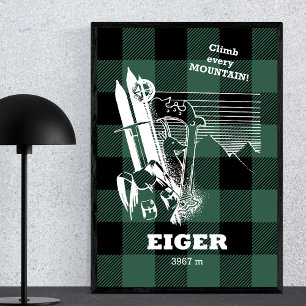 Eiger 3967 m Swiss Alps Moutaineering Poster