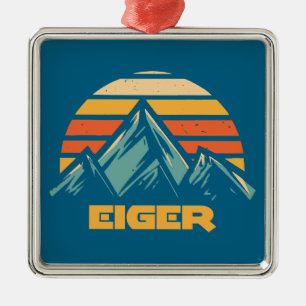 Eiger Switzerland Retro Turquoise Metal Ornament