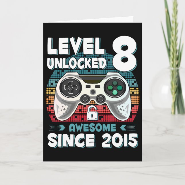 Eight 8yr Bday Son Boy Funny Gamer 8th 8 Year Old  Card (Front)