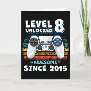 Eight 8yr Bday Son Boy Funny Gamer 8th 8 Year Old  Card