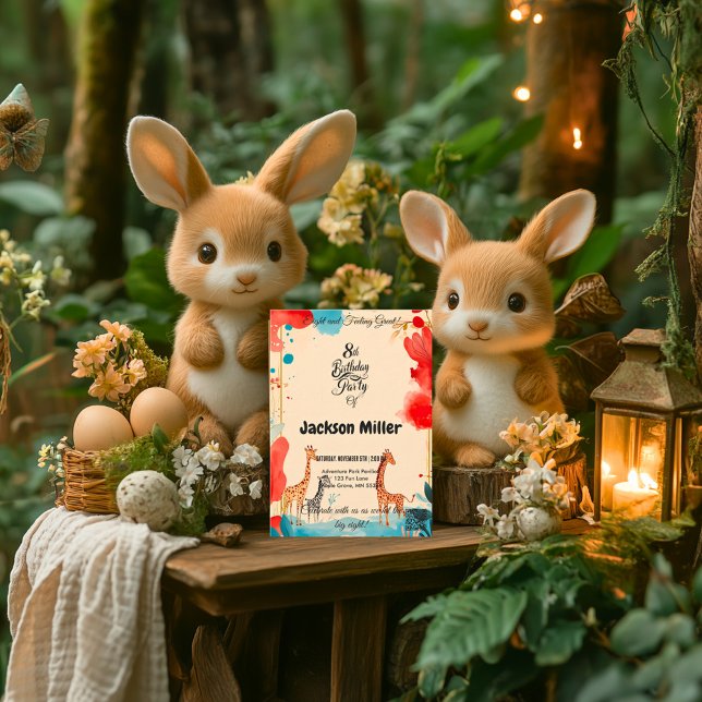 Eight and Feeling Great 8th Birthday Red and Blue Invitation (Creator Uploaded)