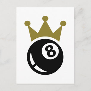 Eight ball billiards crown postcard