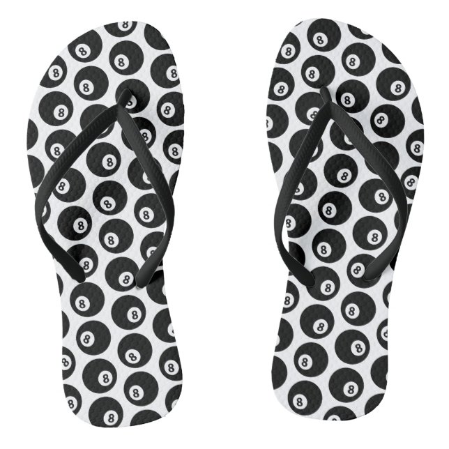 Eight Ball Billiards Pool Pattern CUSTOM COLOR Thongs (Footbed)