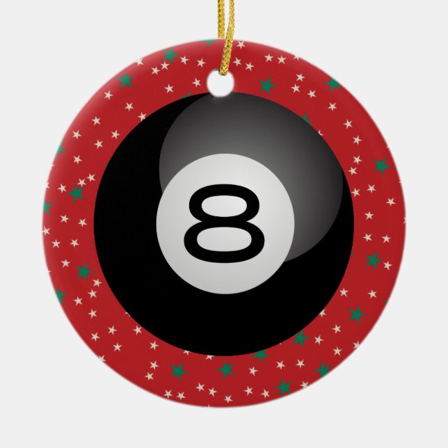 Eight Ball Ceramic Ornament (Front)