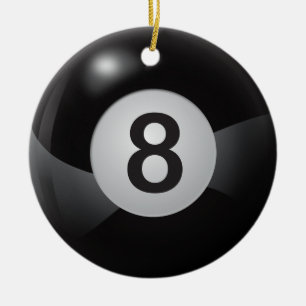 Eight Ball Ceramic Tree Decoration