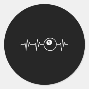 Eight Ball Heartbeat Funny Billiards Lover Or Play Classic Round Sticker