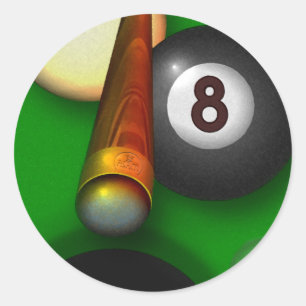 Eight Ball Pool and Billiards Classic Round Sticker