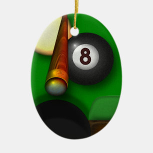 Eight Ball Pool and Billiards Personalised Ceramic Tree Decoration