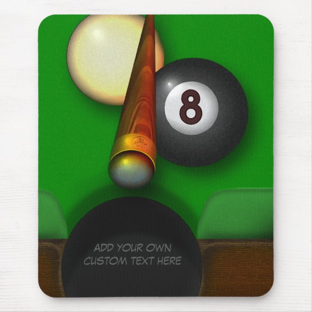 Eight Ball Pool and Billiards Personalised Mouse Pad (Front)