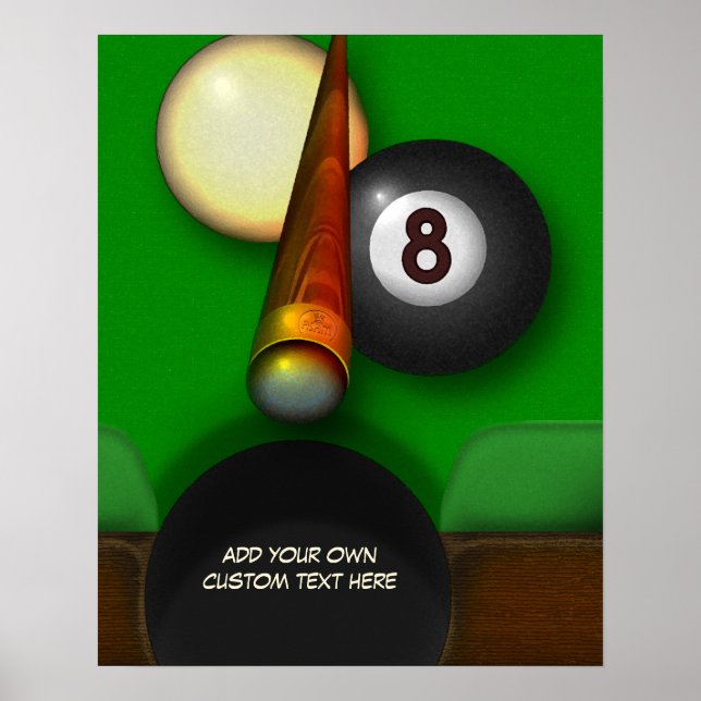 Eight Ball Pool and Billiards Personalised Poster (Front)