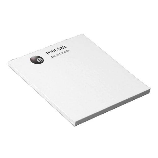 Eight ball pool bar white notepad (Angled)