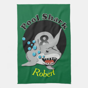 Eight Ball Pool Shark Tea Towel