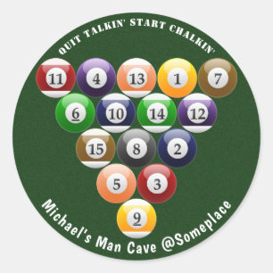 Eight-Ball Rack Billiard Balls 8-Ball Pool Game Classic Round Sticker