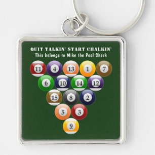 Eight-Ball Rack Billiard Balls 8-Ball Pool Game Key Ring