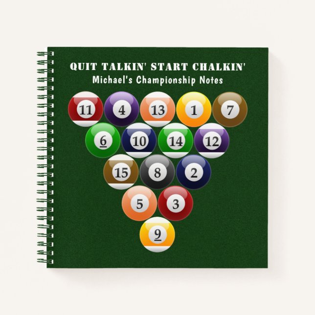 Eight-Ball Rack Billiard Balls 8-Ball Pool Game Notebook (Front)