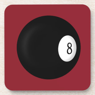 Eight Ball Red Poll Table Square Coasters