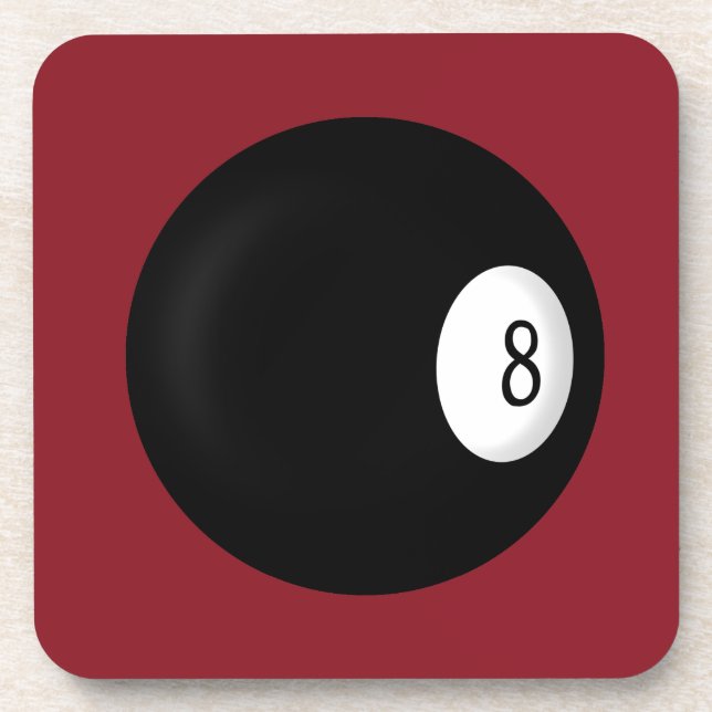 Eight Ball Red Poll Table Square Coasters (Front)